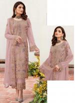 Georgette Pink Eid Wear Embroidery Work Pakistani Suit